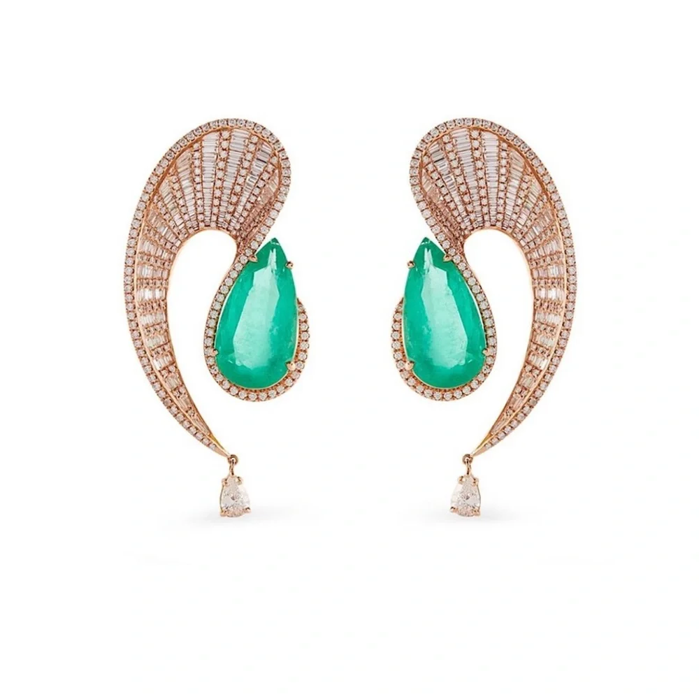 18k Emerald Talay Earrings - Picture 5 of 9
